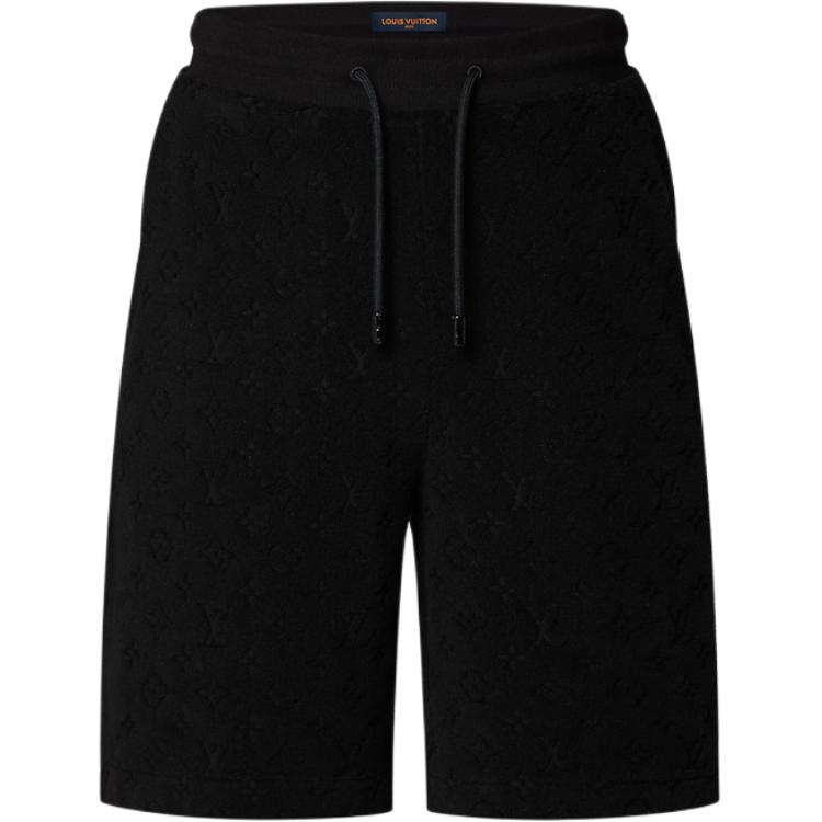 LOUIS VUITTON FW23 Monogram Embossed Drawstring Shorts Black Menswear Casual. 1ABJ9X