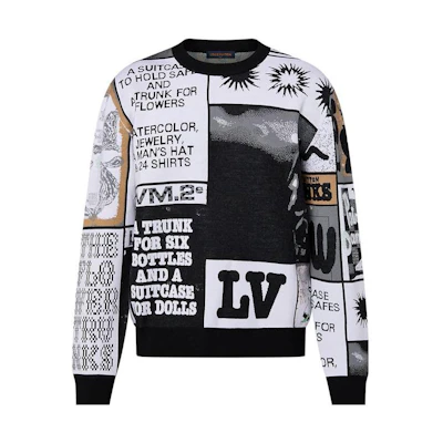 LOUIS VUITTON FW23 Monogram Jacquard Crewneck Sweater Men Multicolor. 1AFAOT