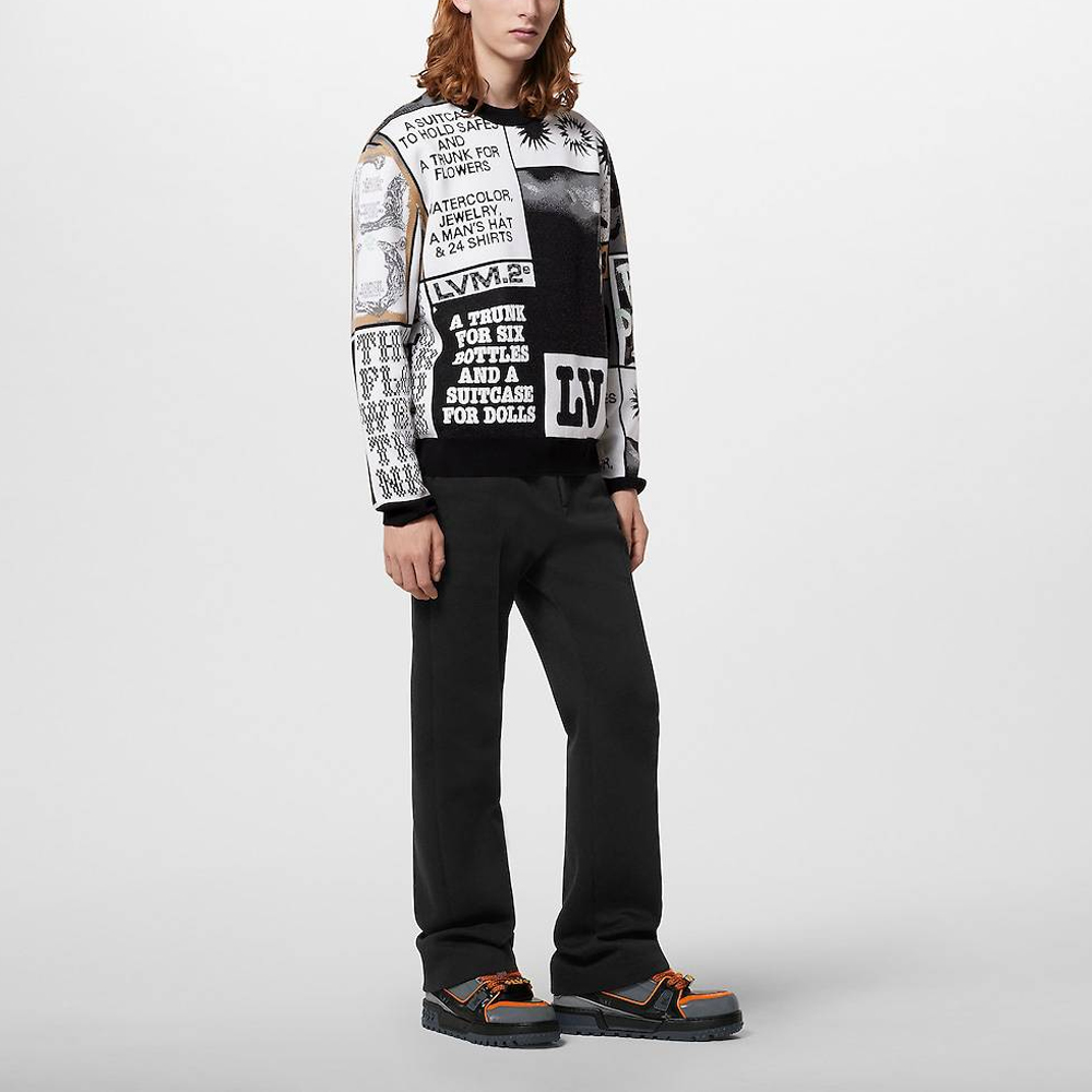 LOUIS VUITTON FW23 Monogram Jacquard Crewneck Sweater Men Multicolor. 1AFAOT 圖 6