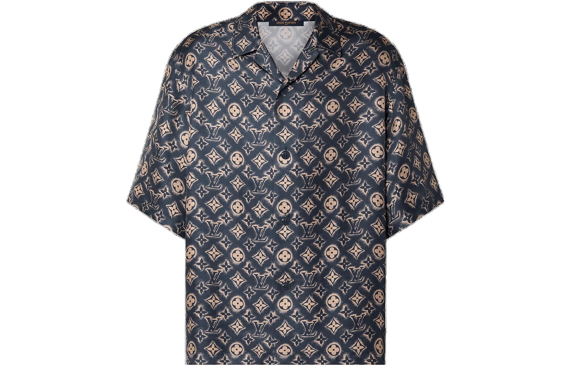 Shop Camisa Oscura de Manga Corta con Logo Monograma LOUIS VUITTON FW23 para Hombre. 1ABJLV
