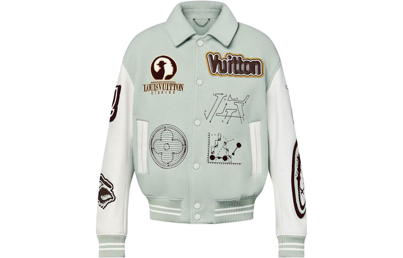 LOUIS VUITTON FW23 Monogram Print Colorblock  Green Baseball Jacket. 1ABZJP