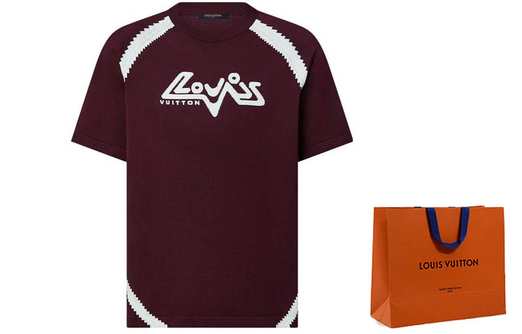 Sizing LOUIS VUITTON FW23 Kaos Monogram Lengan Pendek Merah Coklat Pria. 1ABXXB