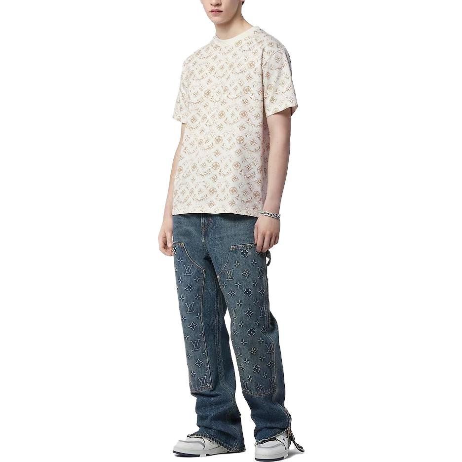 Shop LOUIS VUITTON FW23 Monogram Print Crewneck T-Shirt Beige  Tee. 1ABJEA