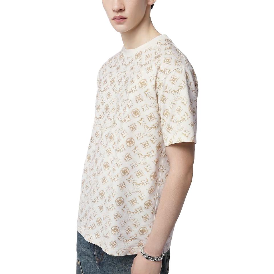 Purchase LOUIS VUITTON FW23 Monogram Print Crewneck T-Shirt Beige  Tee. 1ABJEA