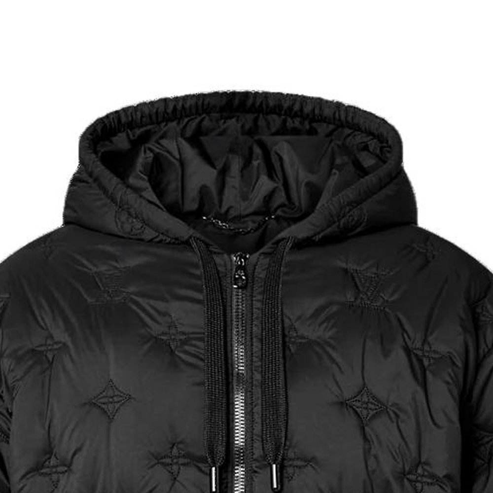 Details for LOUIS VUITTON FW23 Jaket Hooded Monogram Quilted Hitam Berzip. 1AFA70