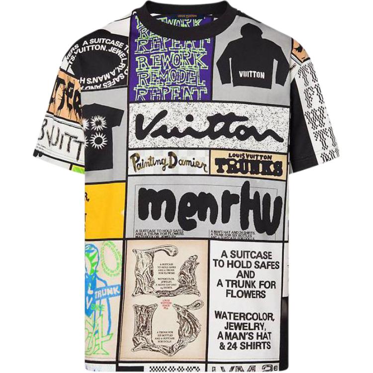 Buy LOUIS VUITTON FW23 Multicolor Printed Crewneck Short Sleeve T-Shirt Mens. 1AFB84