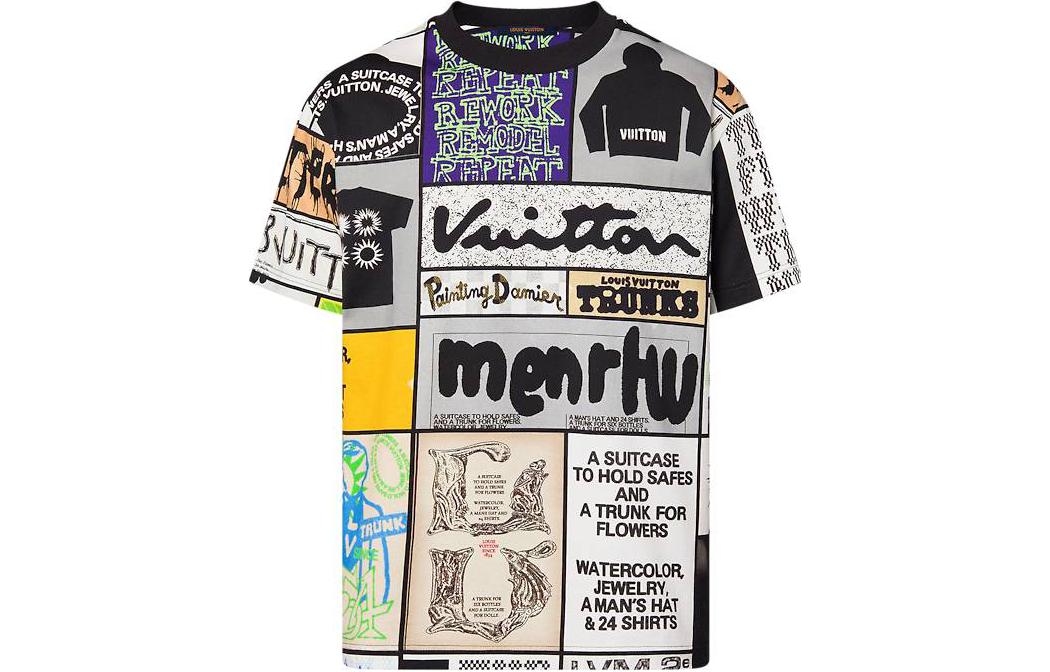 Order LOUIS VUITTON FW23 Multicolor Printed Crewneck Short Sleeve T-Shirt Mens. 1AFB84