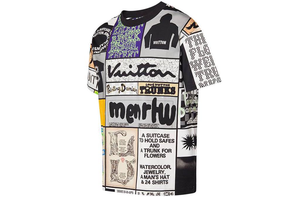 Shop LOUIS VUITTON FW23 Multicolor Printed Crewneck Short Sleeve T-Shirt Mens. 1AFB84