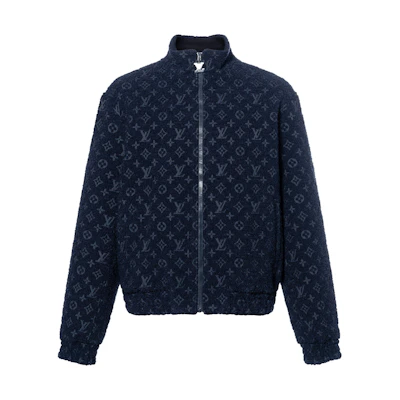 LOUIS VUITTON FW23 Navy Pattern Print Zip High Collar Jacket for Men 1ABNQG