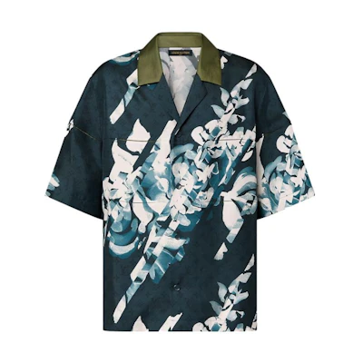 LOUIS VUITTON FW23 Pattern Print Short Sleeve Shirt Blue 1AFATU