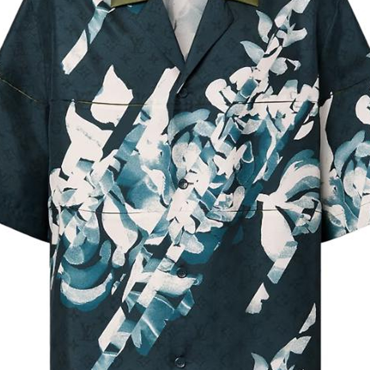 Cheap ルイ・ヴィトン FW23 パターンプリント 半袖シャツ ブルー 1AFATU