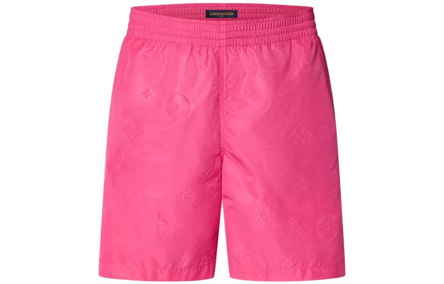LOUIS VUITTON FW23 Pink Monogram Embossed Loose Fit Beach Shorts . 1ABJG9