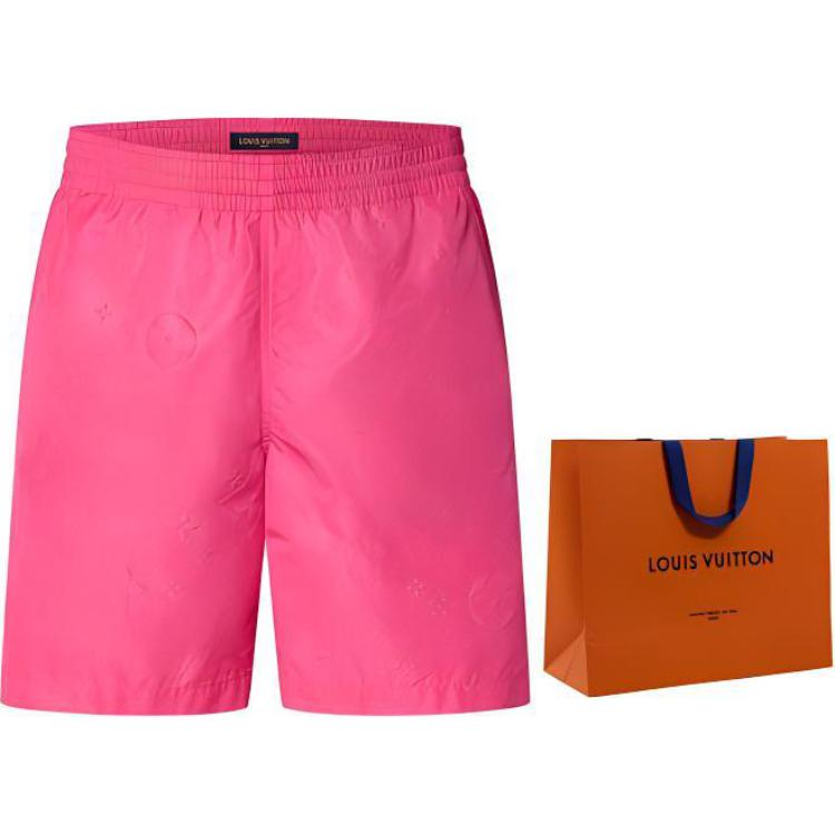 Cheap LOUIS VUITTON FW23 Seluar Pendek Pantai Pink Monogram Longgar Embossed. 1ABJG9