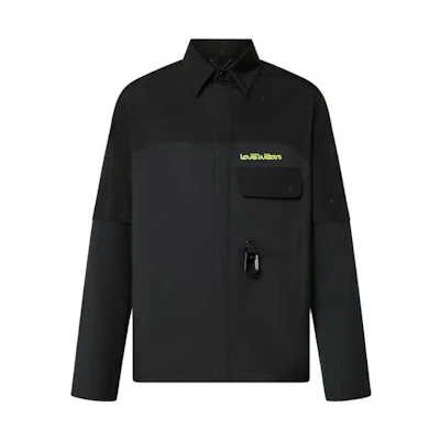 LOUIS VUITTON FW23 Removable Zip Sleeve Logo Print Shirt Black 1ABJ0A