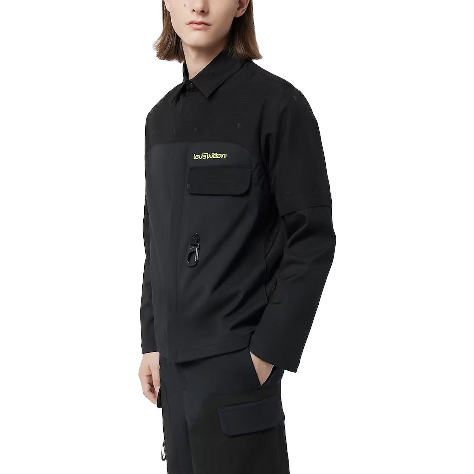 Purchase Camisa Negra LOUIS VUITTON FW23 con Mangas Removibles y Logo. 1ABJ0A