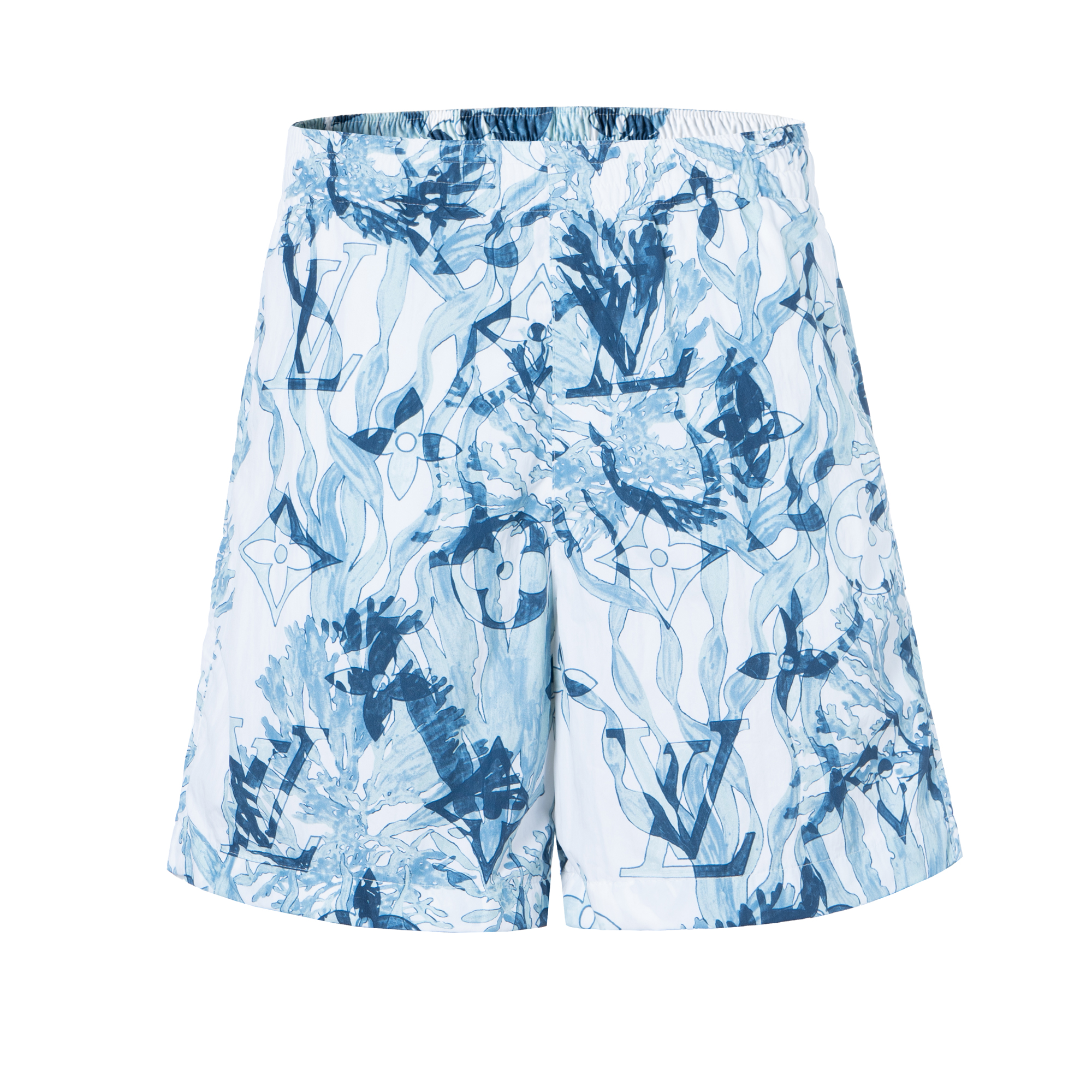 LOUIS VUITTON FW23 Seagrass Print Relaxed Fit Shorts  Blue 1ABJJQ