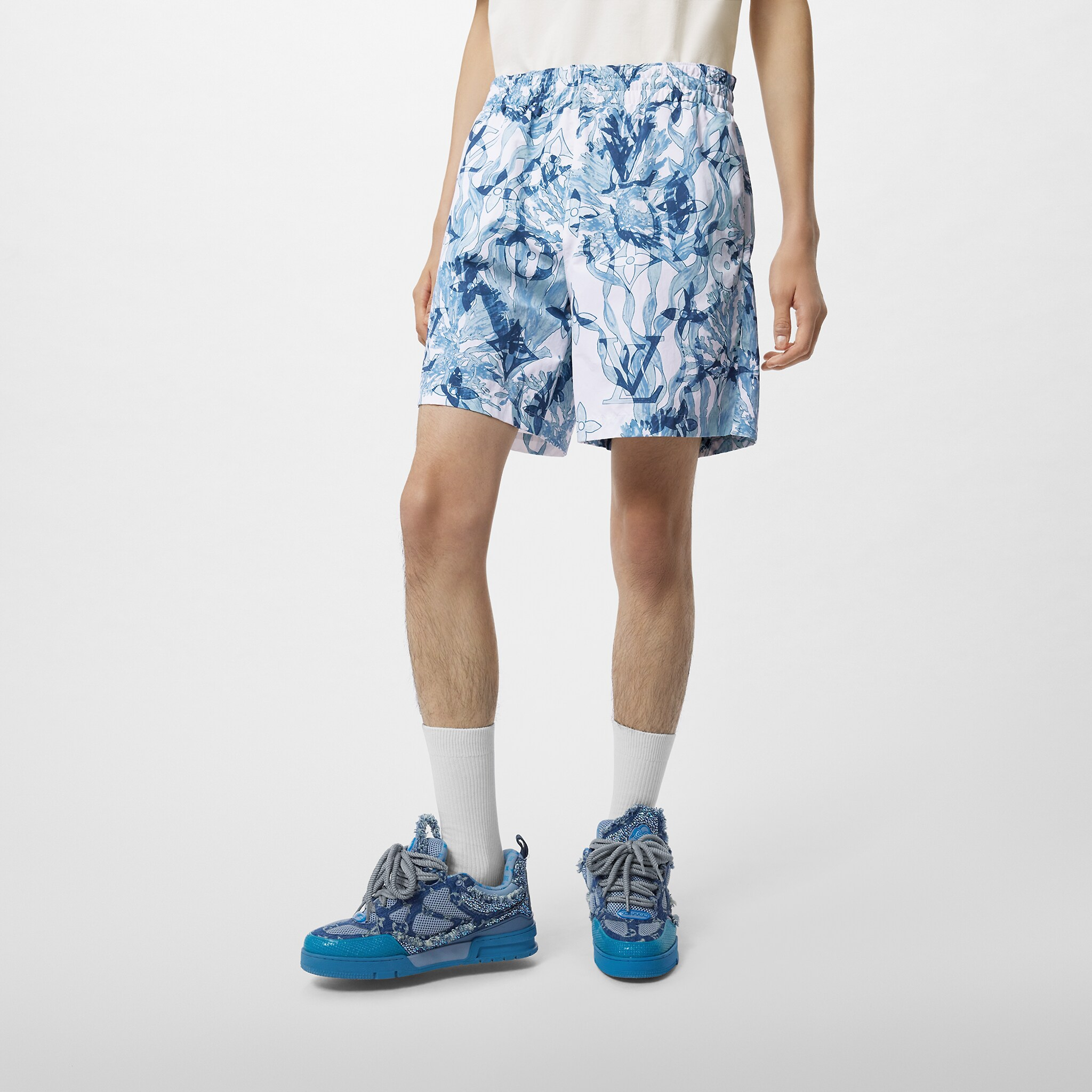 LOUIS VUITTON FW23 Seagrass Print Relaxed Fit Shorts  Blue 1ABJJQ 圖 4