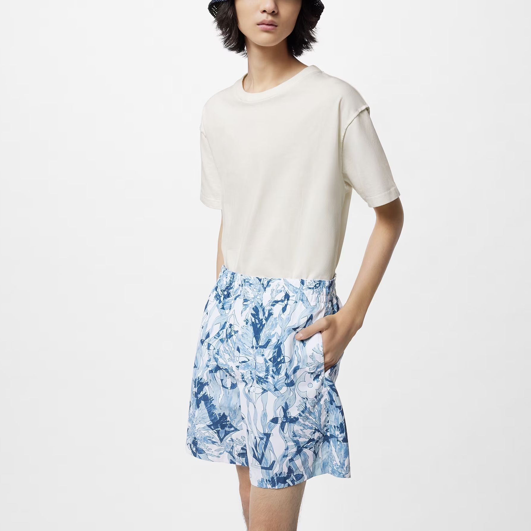 LOUIS VUITTON FW23 Seagrass Print Relaxed Fit Shorts  Blue 1ABJJQ 圖 6