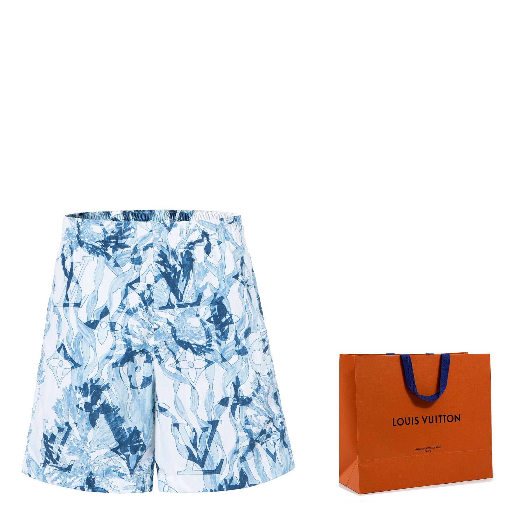 LOUIS VUITTON FW23 Seagrass Print Relaxed Fit Shorts  Blue 1ABJJQ 圖 8
