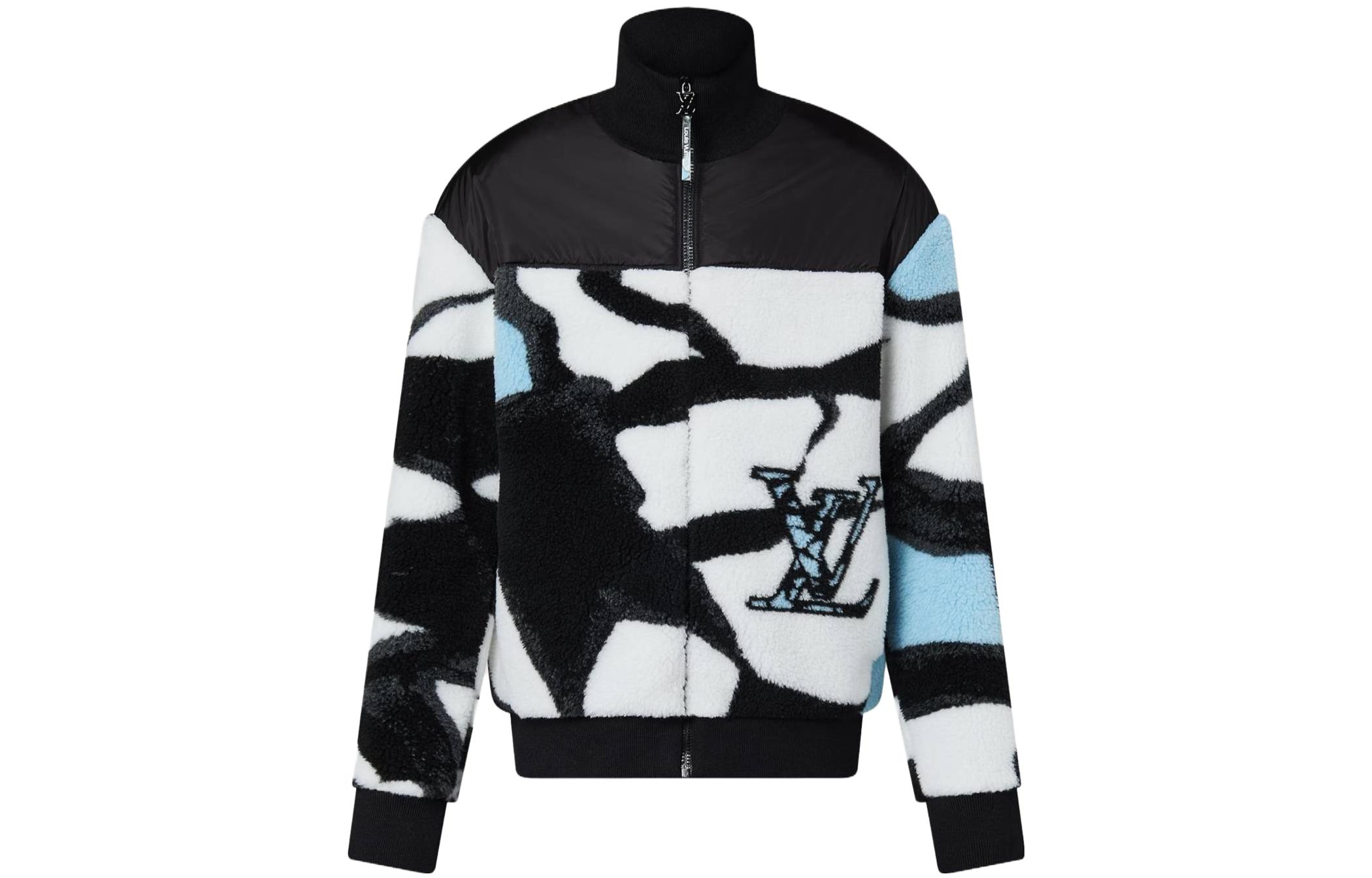 LOUIS VUITTON FW23 Ski Collection Colorblock High-Neck Fleece Jacket Black Men. 1AFB22