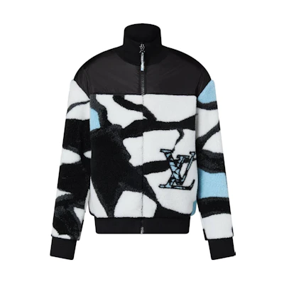 LOUIS VUITTON FW23 Ski Collection Colorblock High-Neck Fleece Jacket Black Men. 1AFB22