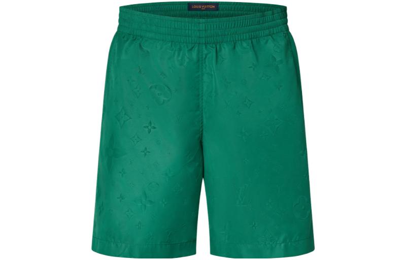 LOUIS VUITTON FW23 Solid Logo Embossed Loose Fit Casual Shorts Green (). 1ABJG3