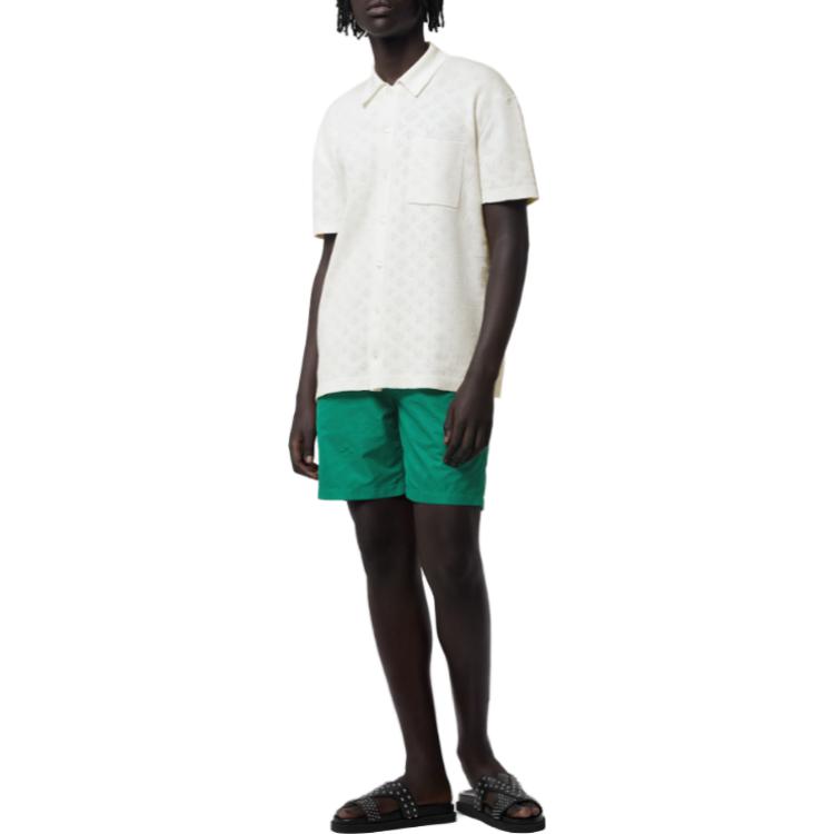 Details for LOUIS VUITTON FW23 Celana Pendek Longgar Hijau Logo Timbul Kasual. 1ABJG3