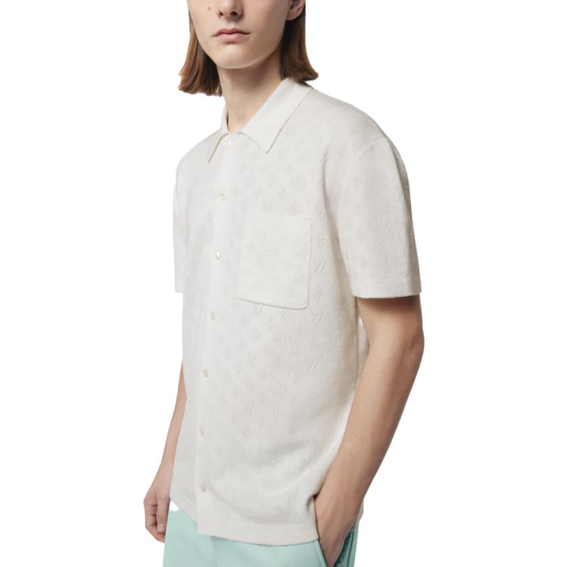 LOUIS VUITTON FW23 White Logo Pattern Cutout Short Sleeve Shirt Men’s. 1ABJ2W 圖 5