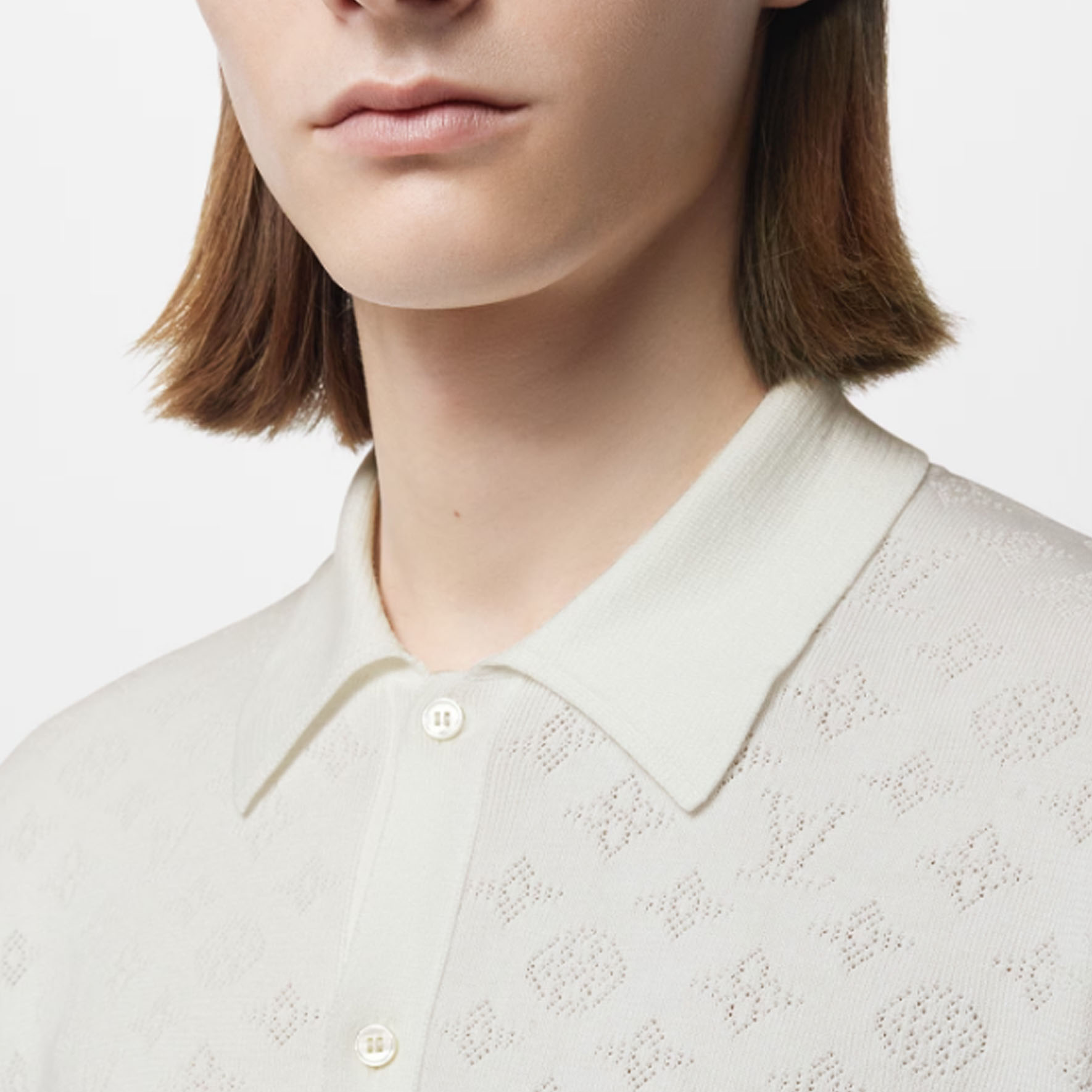LOUIS VUITTON FW23 White Logo Pattern Cutout Short Sleeve Shirt Men’s. 1ABJ2W 圖 6