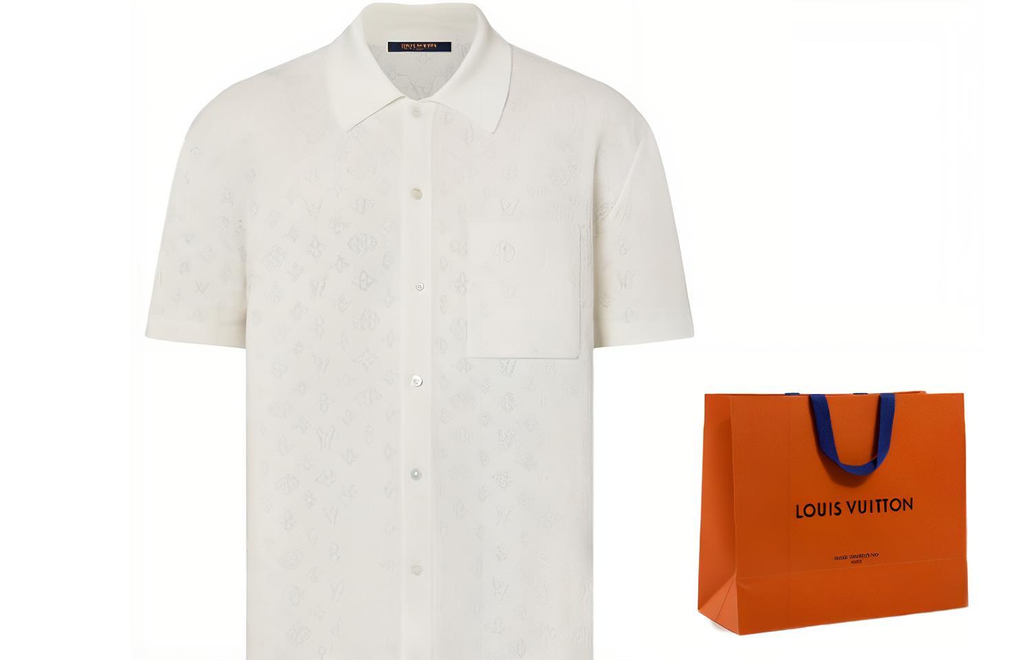 LOUIS VUITTON FW23 White Logo Pattern Cutout Short Sleeve Shirt Men’s. 1ABJ2W 圖 7
