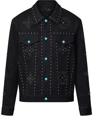 루이비통 FW24 블랙 데님 자켓 로고 자수 디자인. 1AFWX1 Order 루이비통 FW24 블랙 데님 자켓 로고 자수 디자인. 1AFWX1