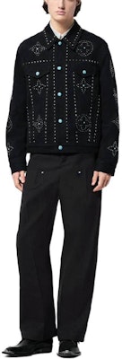 루이비통 FW24 블랙 데님 자켓 로고 자수 디자인. 1AFWX1 Lookbook 루이비통 FW24 블랙 데님 자켓 로고 자수 디자인. 1AFWX1