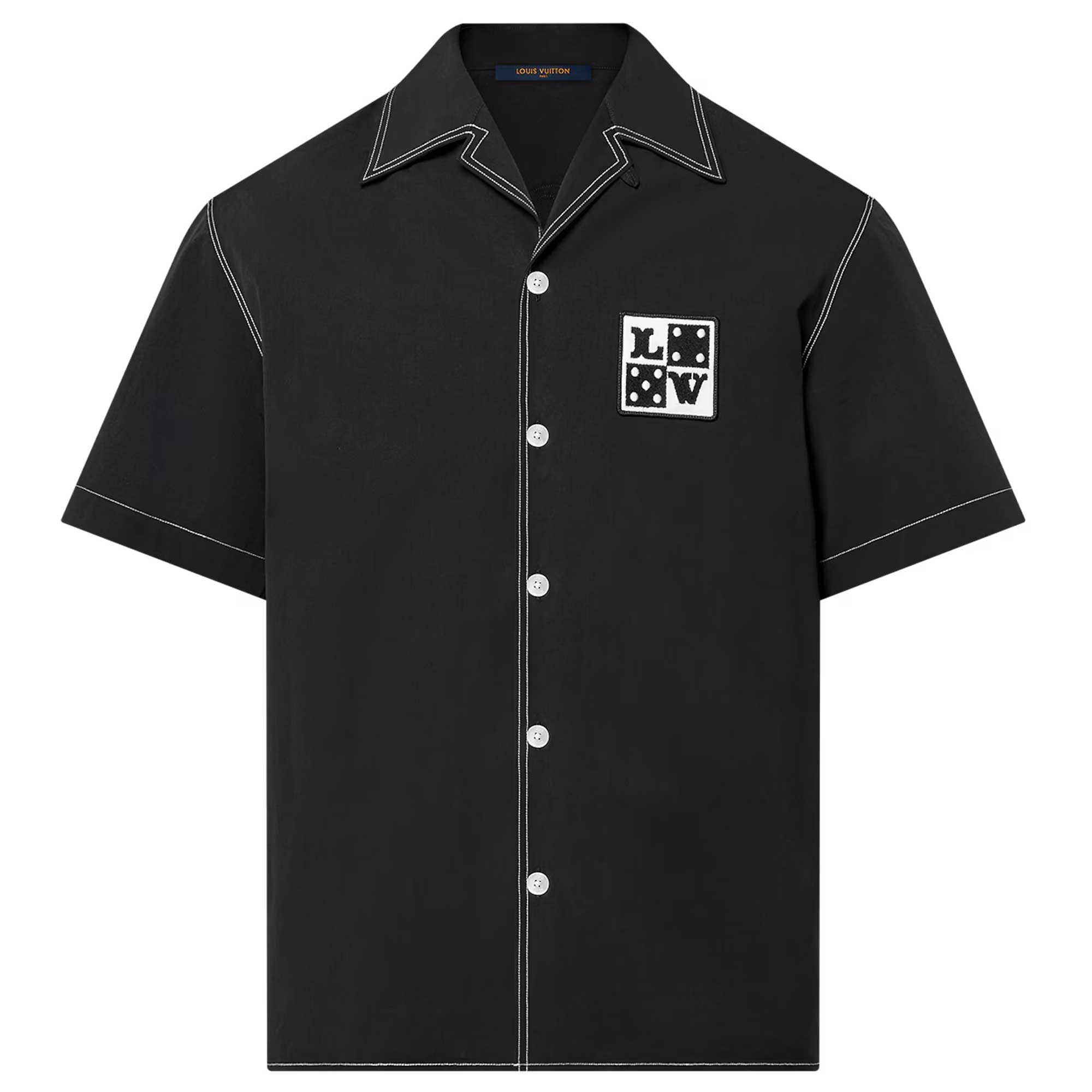 LOUIS VUITTON FW24  Black Polo Shirt with Embroidered Letter Logo. 1AFWTU