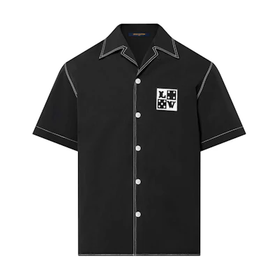 LOUIS VUITTON FW24 Black Polo Shirt with Embroidered Letter Logo. 1AFWTU