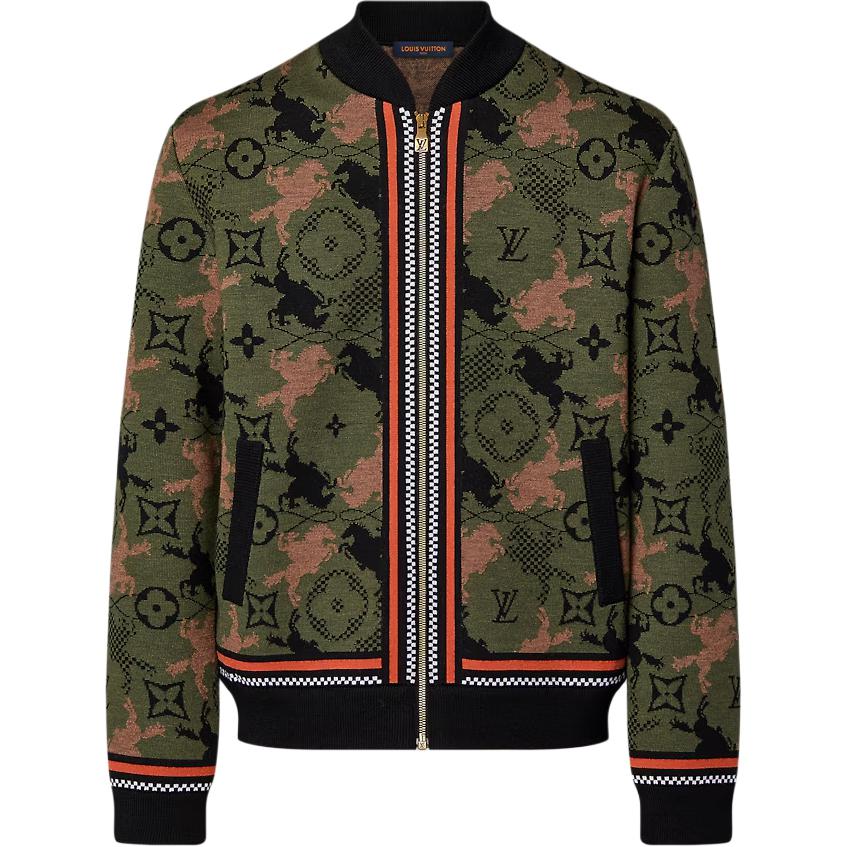 Order LOUIS VUITTON FW24  Green Logo Jacquard Pattern Bomber Jacket. 1AFXSF