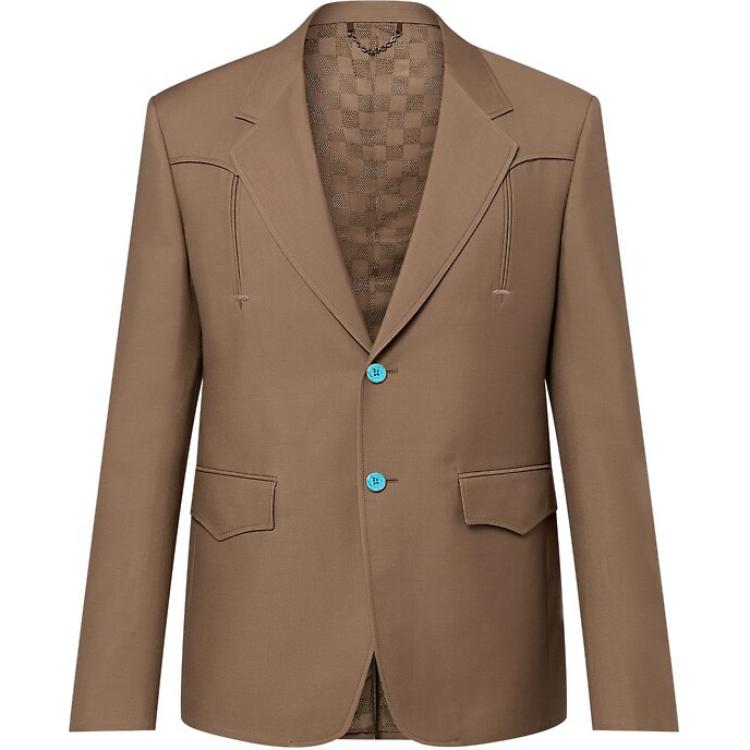 Order LOUIS VUITTON FW24  Khaki Single-Breasted Casual Long-Sleeve Blazer 1AFWNK