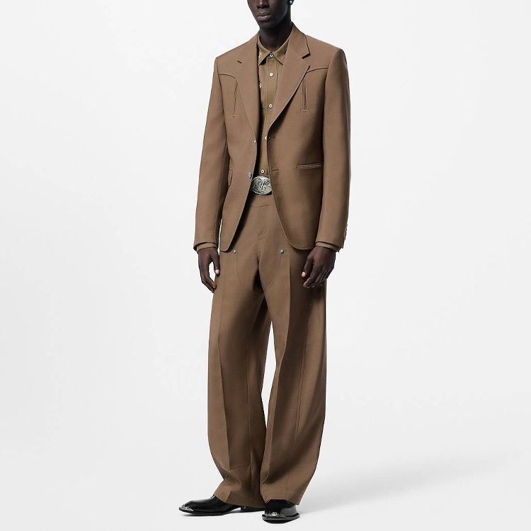 Lookbook LOUIS VUITTON FW24  Khaki Single-Breasted Casual Long-Sleeve Blazer 1AFWNK