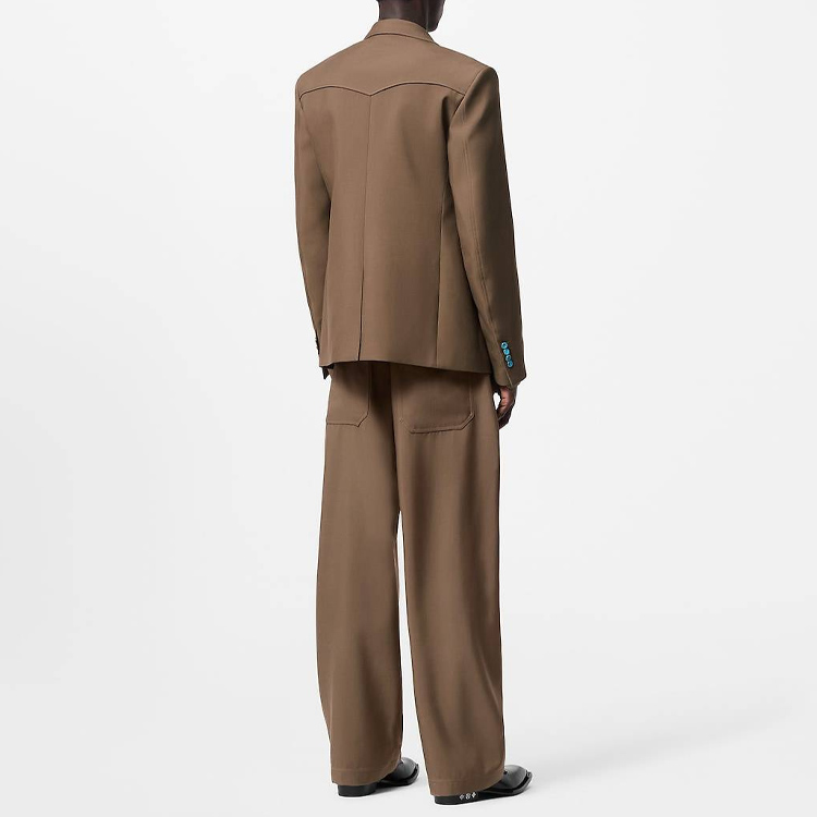 Shop LOUIS VUITTON FW24  Khaki Single-Breasted Casual Long-Sleeve Blazer 1AFWNK