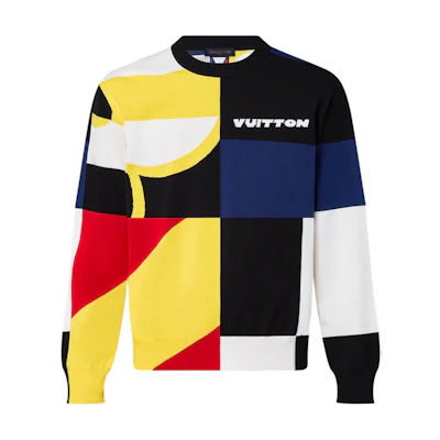 LOUIS VUITTON FW24 Logo Knit Crewneck Sweater Multicolor Long Sleeve 1AFVSP