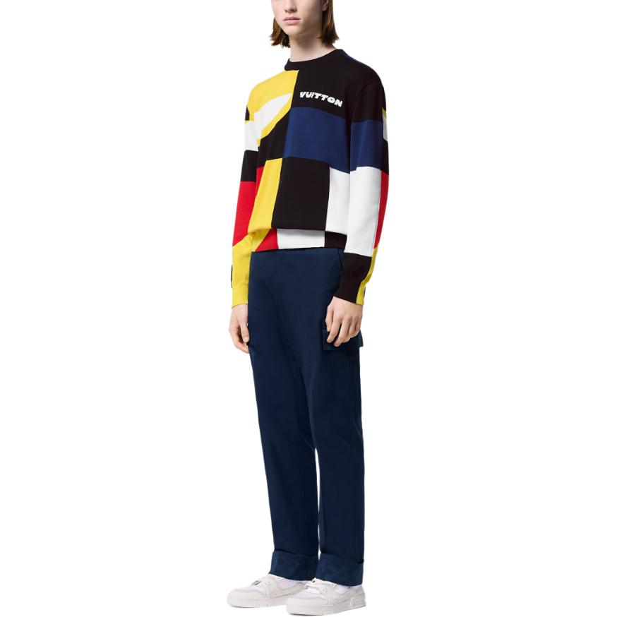 Shop LOUIS VUITTON FW24  Logo Knit Crewneck Sweater Multicolor Long Sleeve 1AFVSP