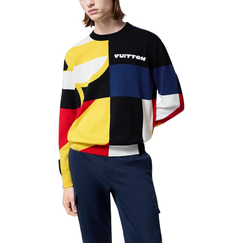 Purchase LOUIS VUITTON FW24  Logo Knit Crewneck Sweater Multicolor Long Sleeve 1AFVSP
