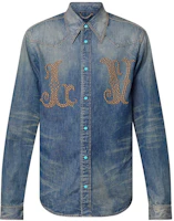 Louis Vuitton FW24 Slim Fit Denim Shirt with Logo Rivets Blue Long Sleeve 1AFXL5 Louis Vuitton FW24 Slim Fit Denim Shirt with Logo Rivets Blue Long Sleeve 1AFXL5