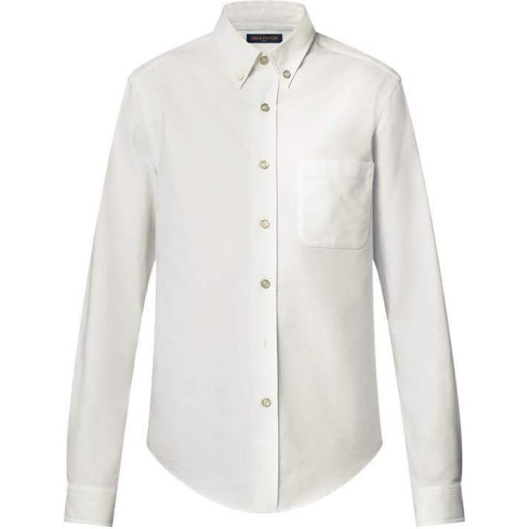 LOUIS VUITTON FW24  White Long Sleeve Shirt with Pocket and Point Collar 1AFWTK