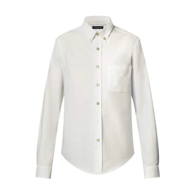 LOUIS VUITTON FW24 White Long Sleeve Shirt with Pocket and Point Collar 1AFWTK