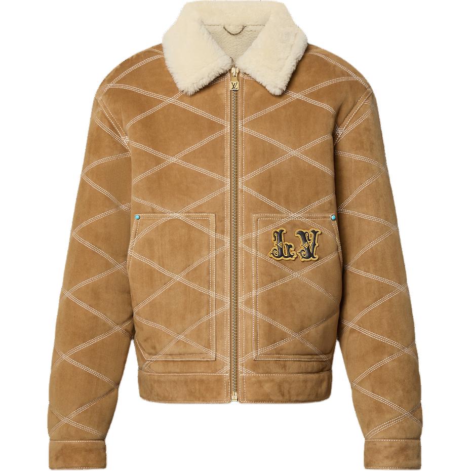 Louis Vuitton FW24 Beige Embroidered Logo Zip-Up Collared Jacket 1AFXIS 圖 2