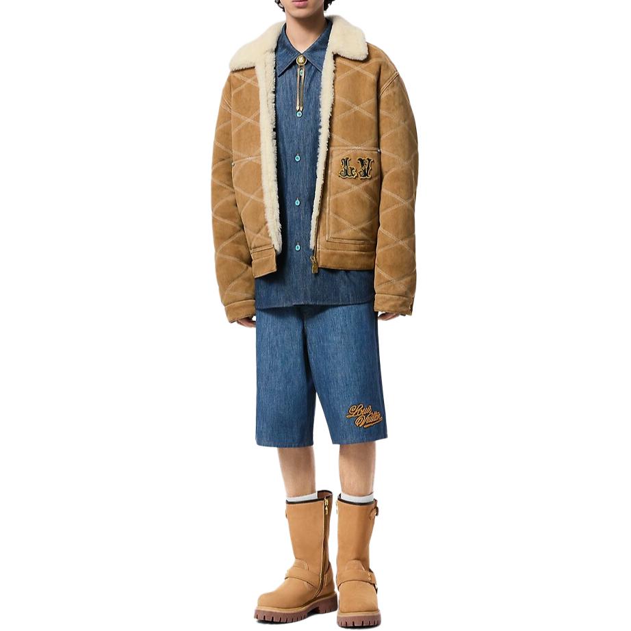 Louis Vuitton FW24 Beige Embroidered Logo Zip-Up Collared Jacket 1AFXIS 圖 3