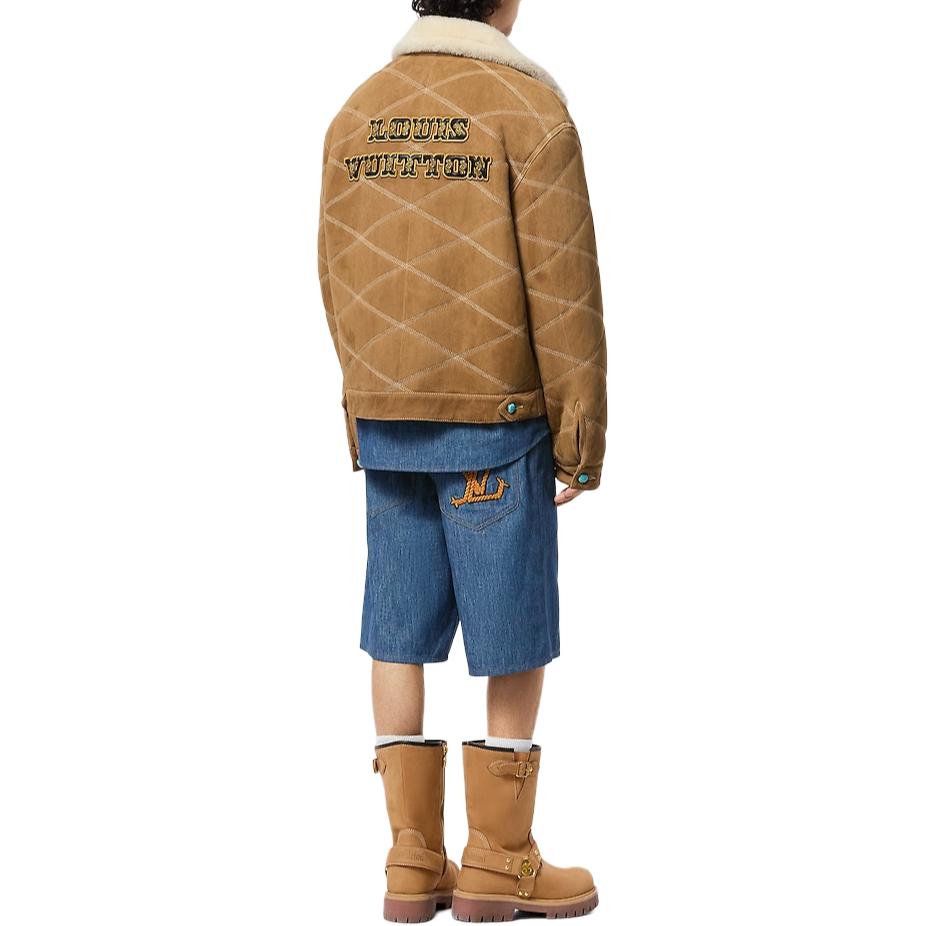 Louis Vuitton FW24 Beige Embroidered Logo Zip-Up Collared Jacket 1AFXIS 圖 4