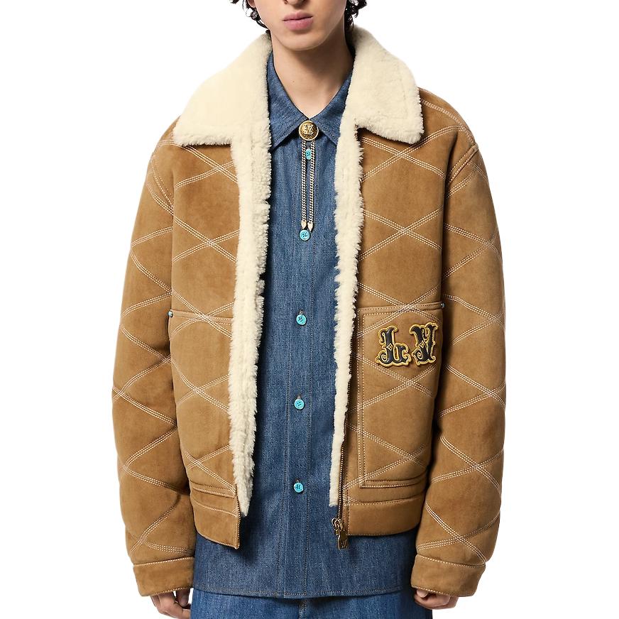 Louis Vuitton FW24 Beige Embroidered Logo Zip-Up Collared Jacket 1AFXIS 圖 5