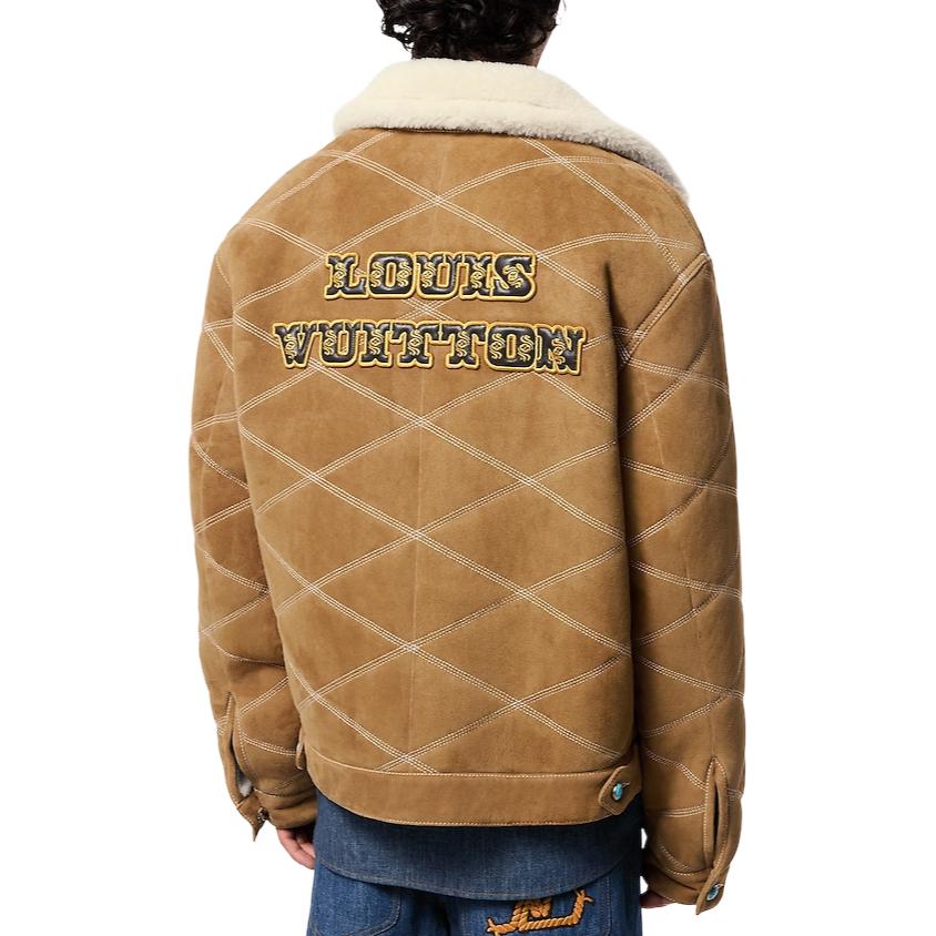 Louis Vuitton FW24 Beige Embroidered Logo Zip-Up Collared Jacket 1AFXIS 圖 6