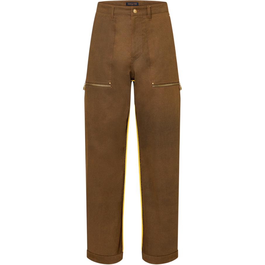 LOUIS VUITTON FW24 Brown Jacquard Straight-Leg Pants with Stud Detail Men’s Casual. 1AFWPB 圖 2